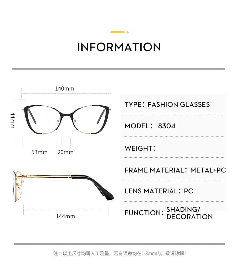 COMPUTER GLASSES / EXECUTIVE Trend New Fashion Metal Cat Eye Anti-Blue Light Luxury Women Glasses Brand Design Men Computer Reading Optical Spectacle Lentes