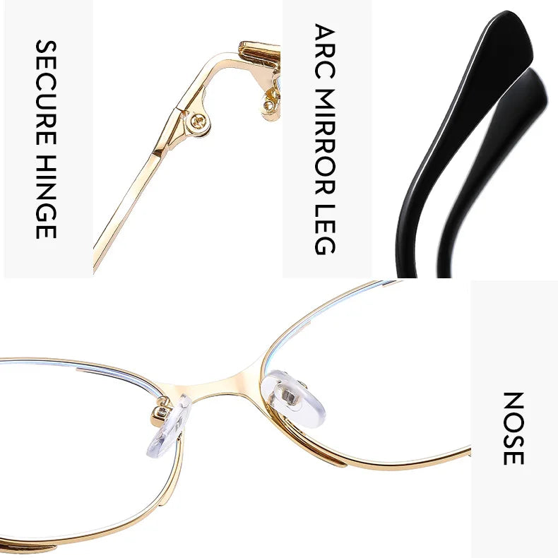 COMPUTER GLASSES / EXECUTIVE Trend New Fashion Metal Cat Eye Anti-Blue Light Luxury Women Glasses Brand Design Men Computer Reading Optical Spectacle Lentes