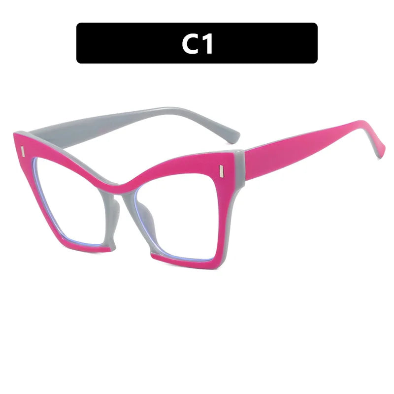 COMPUTER GLASSES / EXECUTIVE New Fashion Double Color Cat Eye Women Glasses Frame Clear Anti Blue Light Optical Leopard EyewearNew Fashion Women Glasses Anti Blue Light Decoration Eyeglass Fashion Luxury Brand Design Retro Large Frame Computer Eyewear