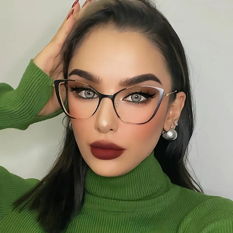 COMPUTER GLASSES / EXECUTIVE Trend New Fashion Metal Cat Eye Anti-Blue Light Luxury Women Glasses Brand Design Men Computer Reading Optical Spectacle Lentes