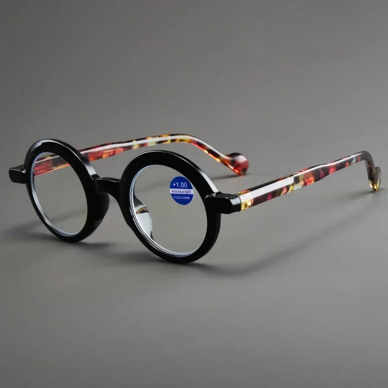 READING GLASSES Round Frame for Reading Anti-Blue Light High-definition Fashionable Presbyopia Eyewear