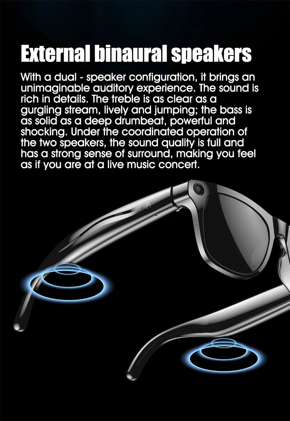 Ai Smart Glasses Unisex 4K HD AI Smart Glasses Chat GPT 100MP Camera Bluetooth Call 260Mah Battery Voice Assistant Control Smart Glasses