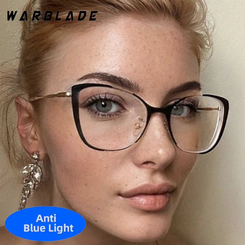 COMPUTER GLASSES / EXECUTIVE Trend New Fashion Metal Cat Eye Anti-Blue Light Luxury Women Glasses Brand Design Men Computer Reading Optical Spectacle Lentes
