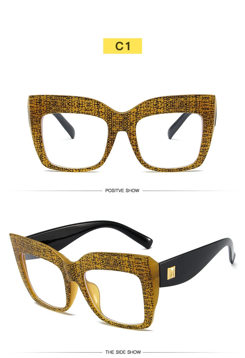 COMPUTER GLASSES / EXECUTIVE Oversize Women's Glasses Fashion Square Ladies Eyeglasses Blue Clear Lens Optical Female Eyewear Anti Blue Light