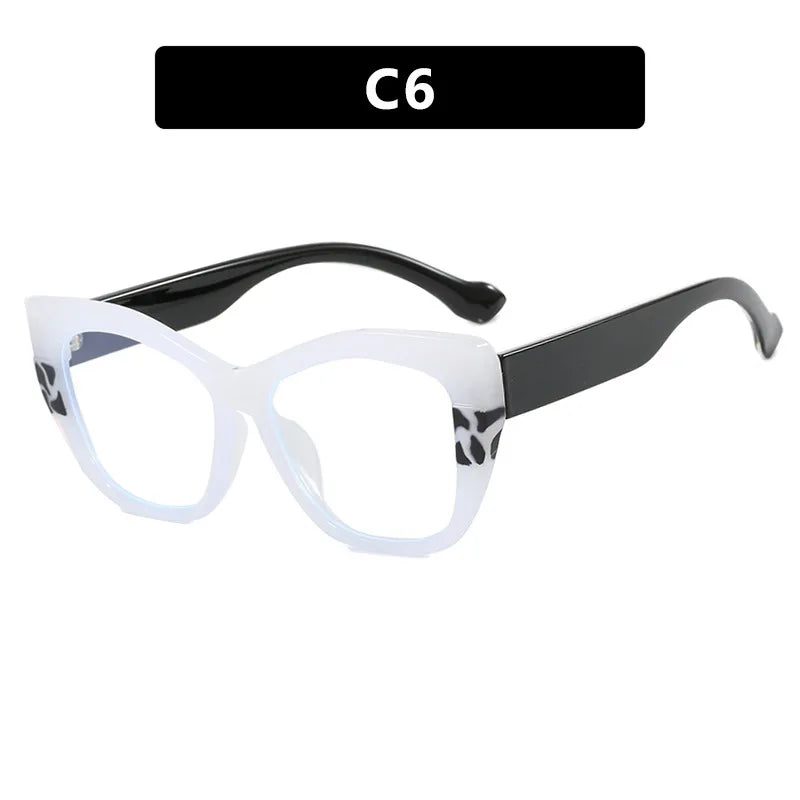 COMPUTER GLASSES / EXECUTIVE New Fashion Double Color Cat Eye Women Glasses Frame Clear Anti Blue Light Optical Leopard Eyewear