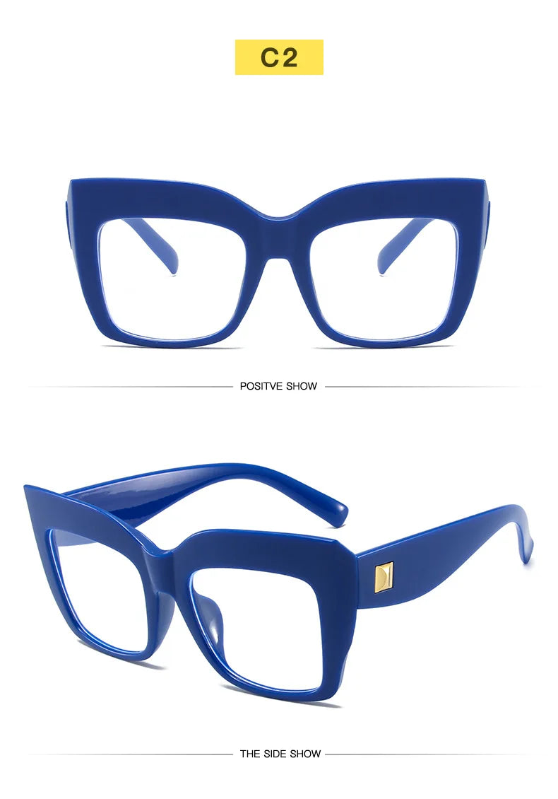 COMPUTER GLASSES / EXECUTIVE Oversize Women's Glasses Fashion Square Ladies Eyeglasses Blue Clear Lens Optical Female Eyewear Anti Blue Light