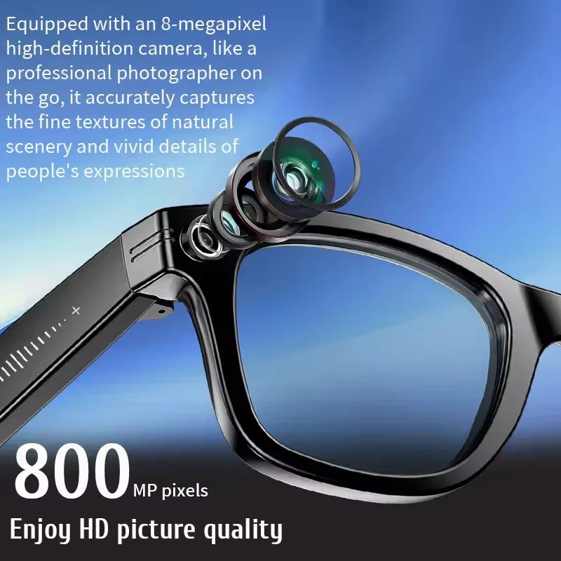 Ai Smart Glasses Unisex AI Smart Glasses with 8MP Camera Video Recording 100+ Languages Translation Sunglasses Bluetooth Call Music Play Men Women