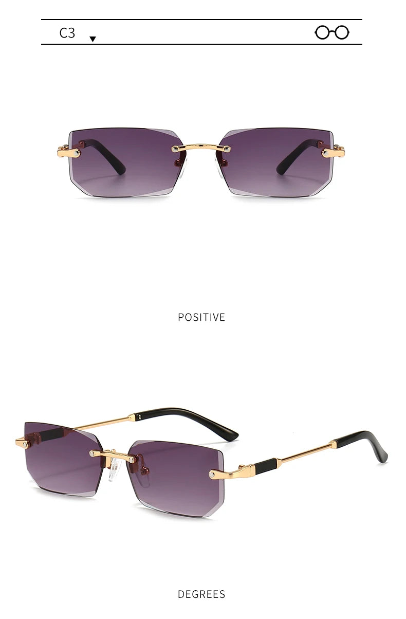 3 Pairs Per Set Sunglasses Fashion Women Rectangle Rimless Glasses Casual Simple Outdoor Female Populor Accessory Eyewear
