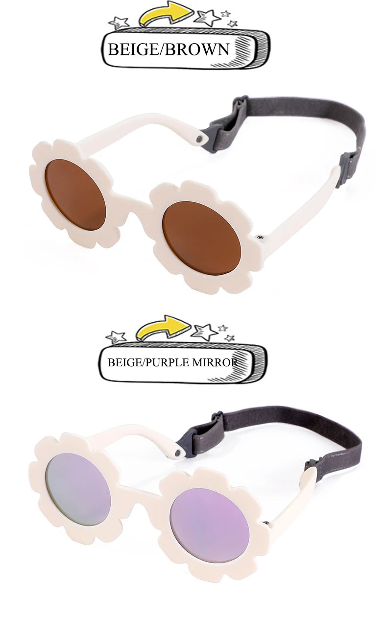 0-24 Months Baby Polarized Round Sun Flower Flexible Bendable Strap Newborn Infant
