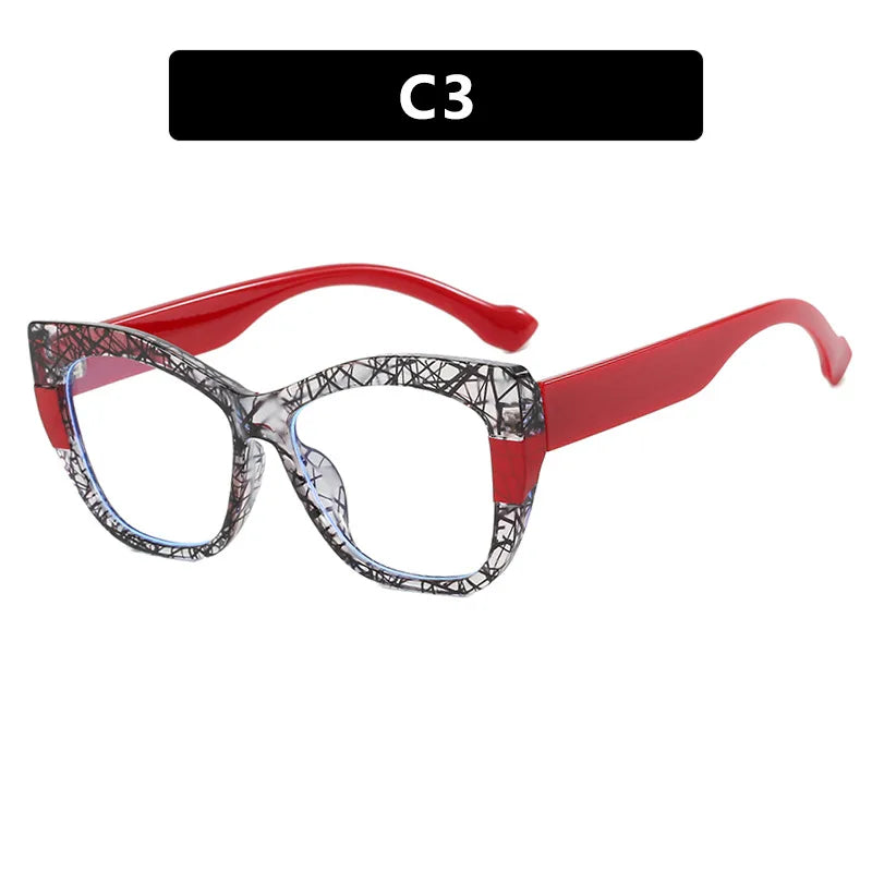 COMPUTER GLASSES / EXECUTIVE New Fashion Double Color Cat Eye Women Glasses Frame Clear Anti Blue Light Optical Leopard Eyewear