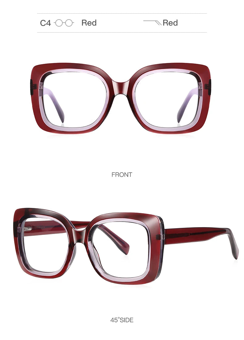 READING GLASSES CLLOIO Trendy Women's Progressive Reading Eyeglasses Simple Square Round Myopia Glasses Anti-Blue Light Prescription Glasses