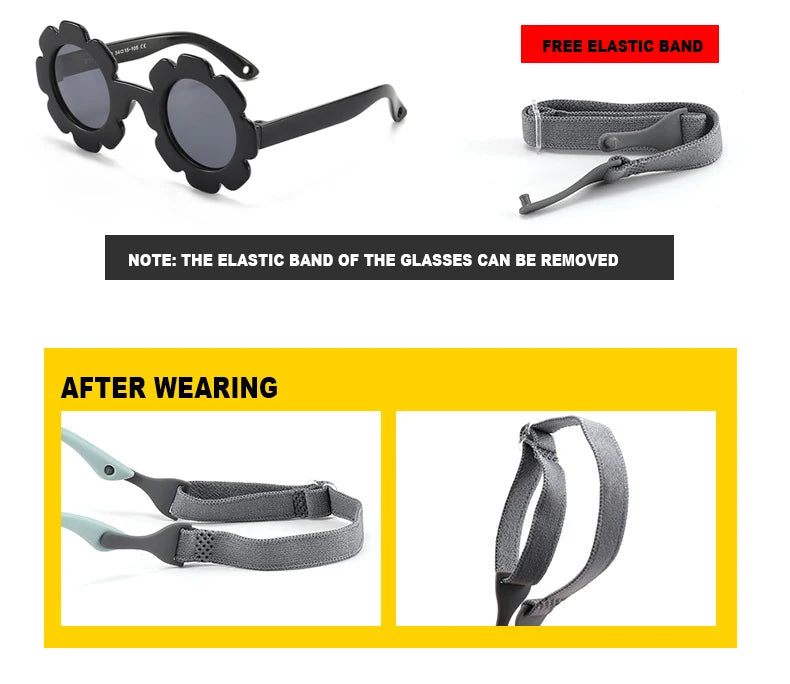 0-24 Months Baby Polarized Round Sun Flower Flexible Bendable Strap Newborn Infant