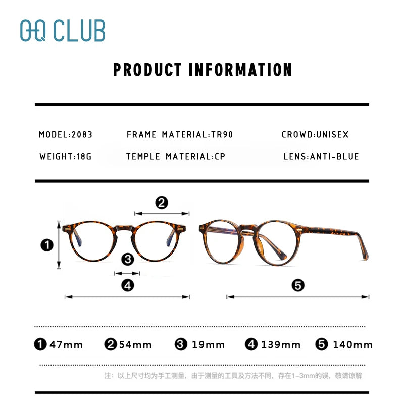 ANTI BLUE LIGHT Round Prescription Glasses Men's Eyeglasses Lunettes Myopia Lenses Eyepieces for Reading Glass Eyewear