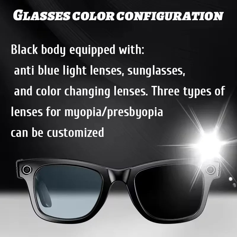 Ai Smart Glasses Unisex AI Smart Glasses with 8MP Camera Video Recording 100+ Languages Translation Sunglasses Bluetooth Call Music Play Men Women