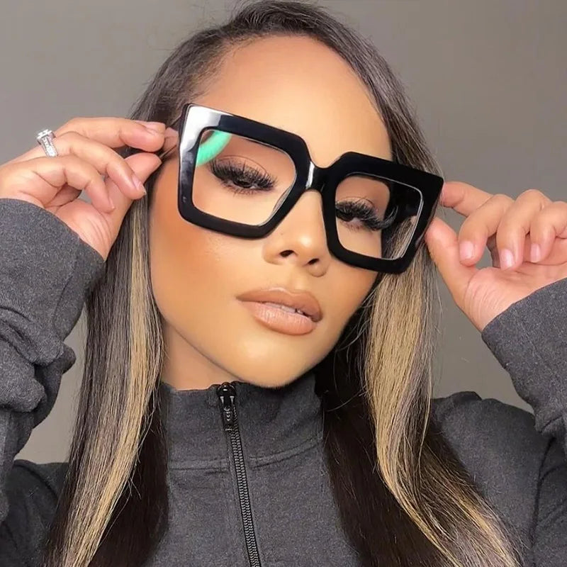COMPUTER GLASSES / EXECUTIVE Square Shape Woman Eyeglasses Bohemian Style Blue Light Blocking Glasses for Women New Style Decorative Glass