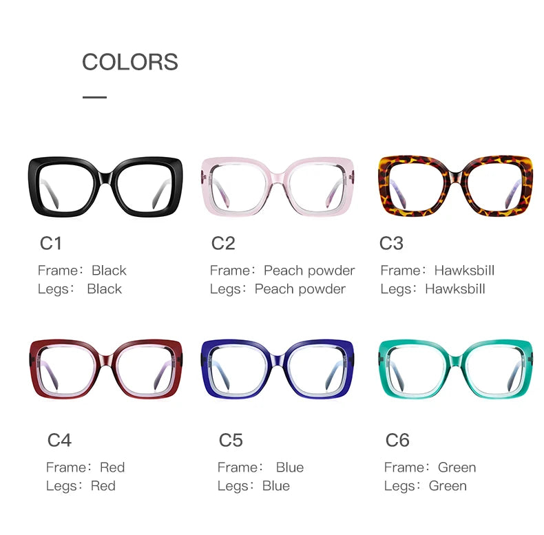READING GLASSES CLLOIO Trendy Women's Progressive Reading Eyeglasses Simple Square Round Myopia Glasses Anti-Blue Light Prescription Glasses