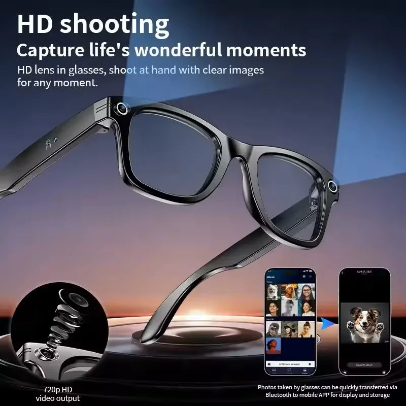 Ai Smart Glasses Unisex smart glasses with Camera Video 8MP Translation Sunglasses Bluetooth Call Music Play Men Women Recording 100+ Languages