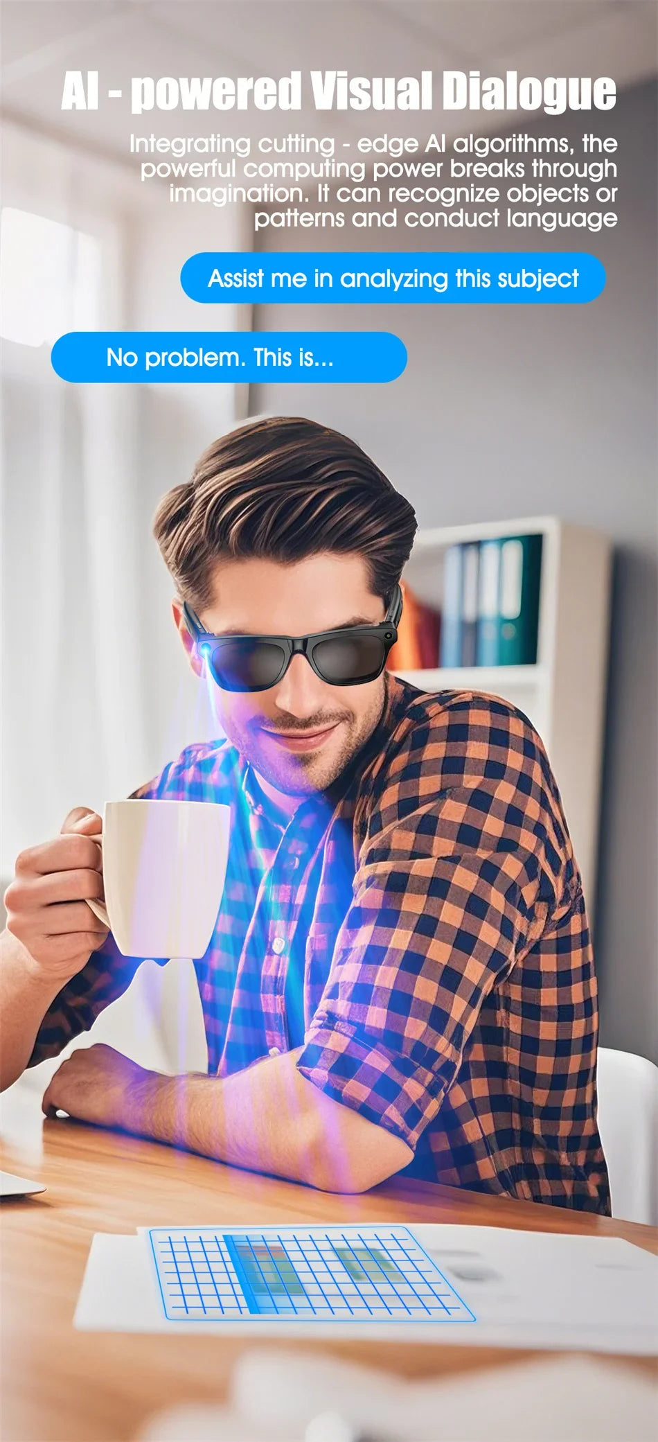 Ai Smart Glasses Unisex 4K HD AI Smart Glasses Chat GPT 100MP Camera Bluetooth Call 260Mah Battery Voice Assistant Control Smart Glasses