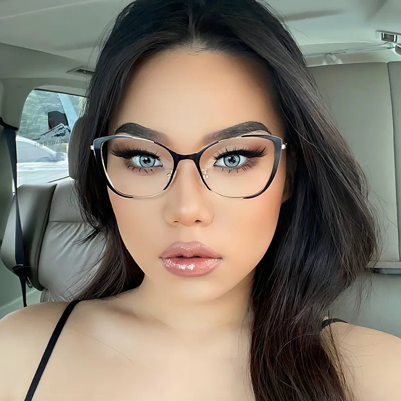 COMPUTER GLASSES / EXECUTIVE Trend New Fashion Metal Cat Eye Anti-Blue Light Luxury Women Glasses Brand Design Men Computer Reading Optical Spectacle Lentes
