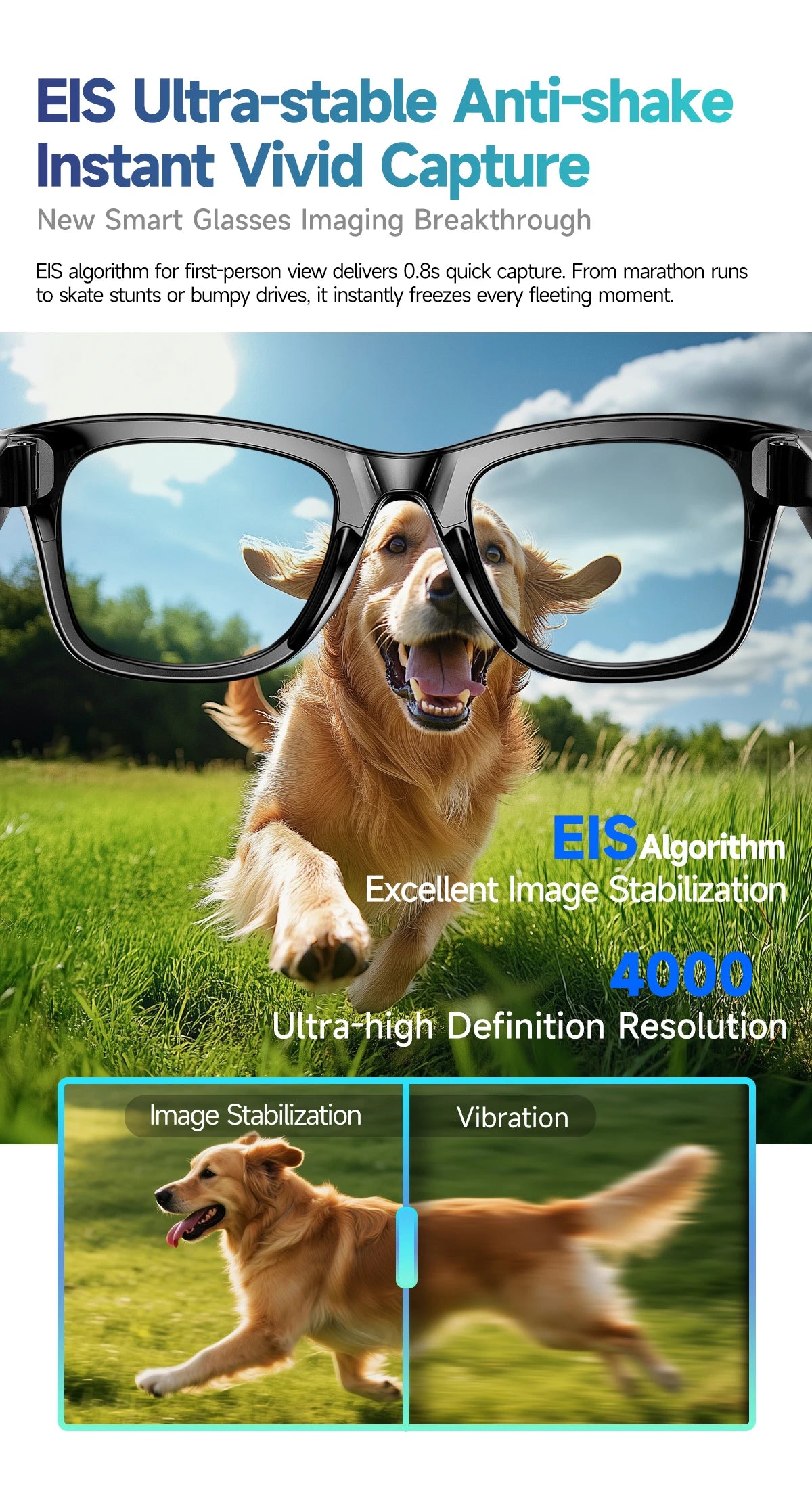 Ai Smart Glasses Unisex AI Smart Glasses with 8MP Camera Video Recording 100+ Languages Translation Sunglasses Bluetooth Call Music Play Men Women