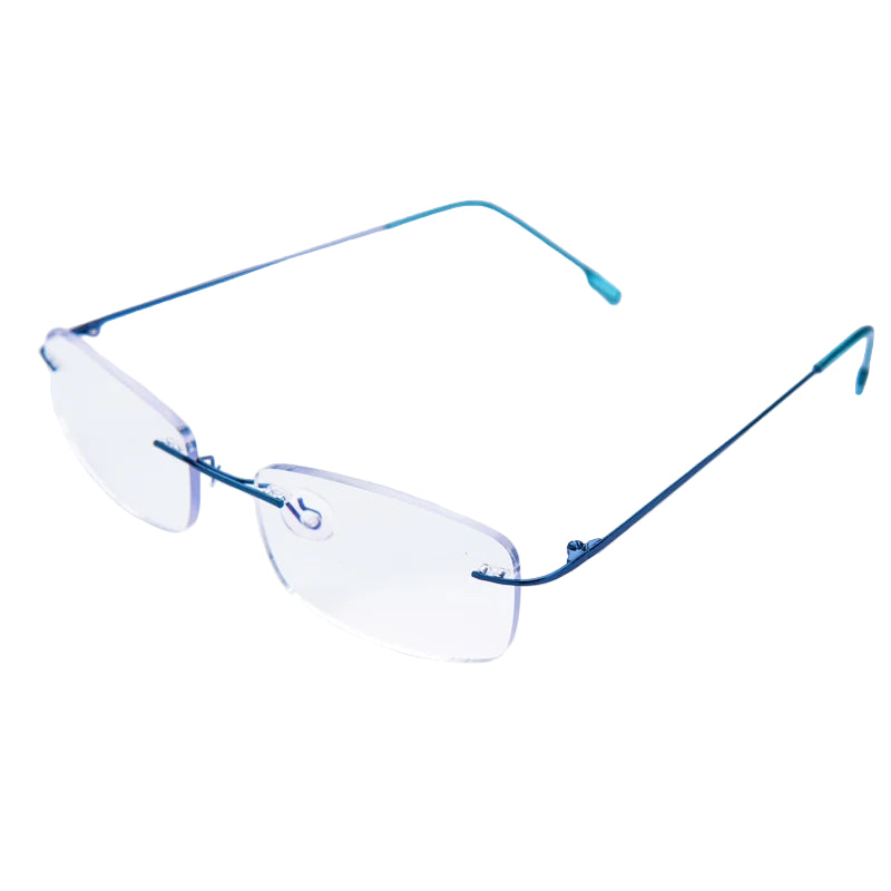 Reading Glasses Rimless Cut Glasses Anti Blue Light Narrow Square Eyeglasses Prescription Frame