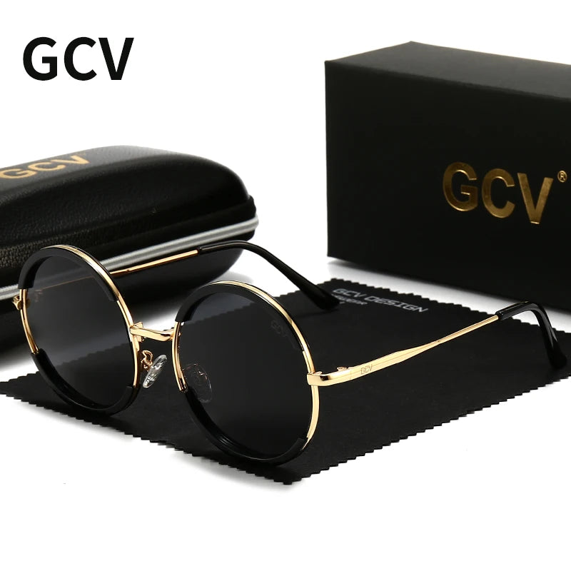 2021 GCV Hot Sale Classic Men / Women Sunglasses Round Frame Glasses Fashion Punk Style New Metal Polarized
