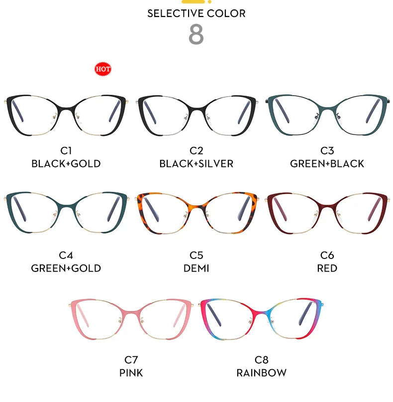 COMPUTER GLASSES / EXECUTIVE Trend New Fashion Metal Cat Eye Anti-Blue Light Luxury Women Glasses Brand Design Men Computer Reading Optical Spectacle Lentes
