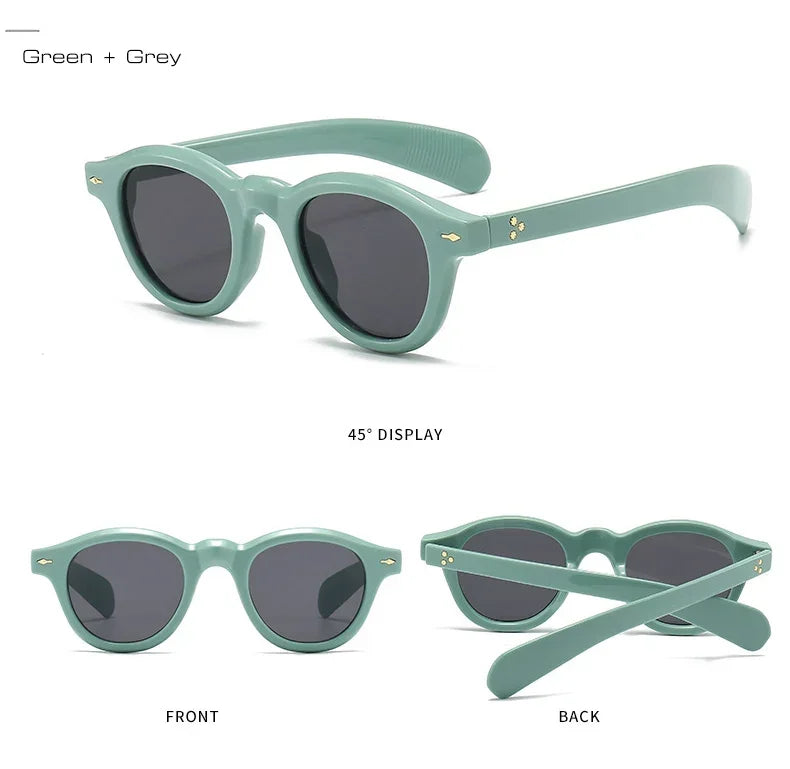 ANTI BLUE LIGHT Round Women Glasses Frame Retro Sunglasses Rivets Decoration Optical Men Orange Eyeglasses Frame