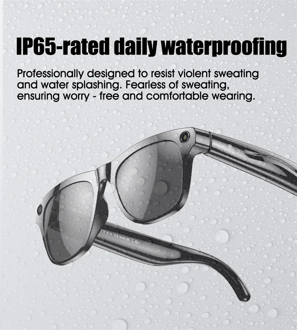 Ai Smart Glasses Unisex 4K HD AI Smart Glasses Chat GPT 100MP Camera Bluetooth Call 260Mah Battery Voice Assistant Control Smart Glasses