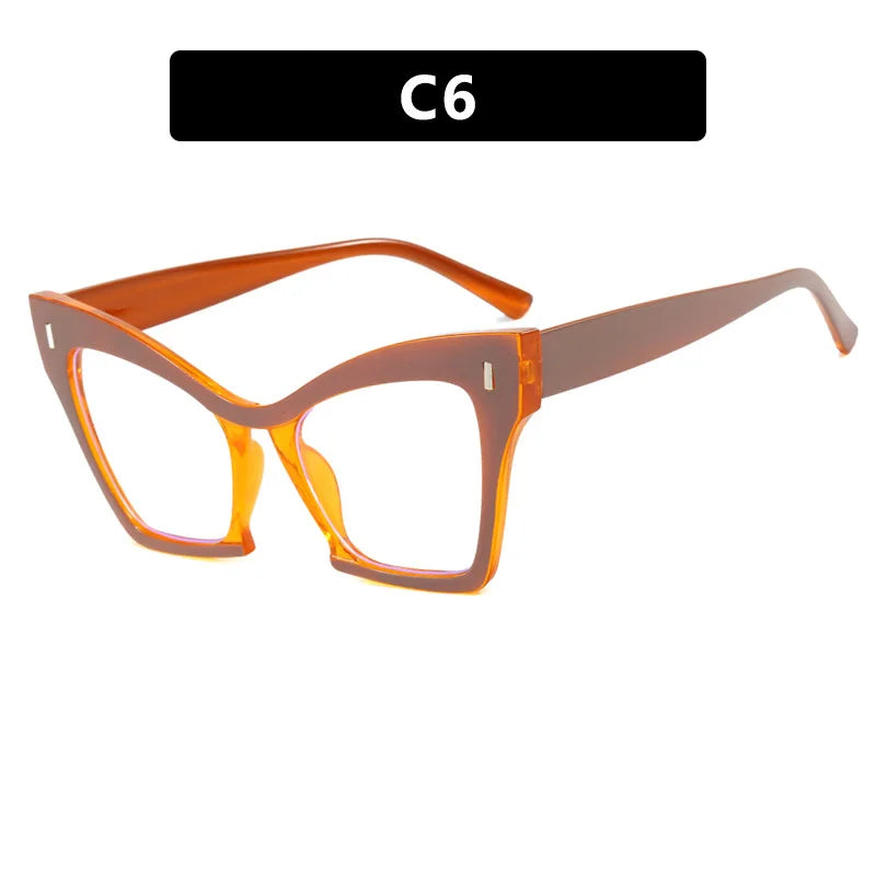 COMPUTER GLASSES / EXECUTIVE New Fashion Double Color Cat Eye Women Glasses Frame Clear Anti Blue Light Optical Leopard EyewearNew Fashion Women Glasses Anti Blue Light Decoration Eyeglass Fashion Luxury Brand Design Retro Large Frame Computer Eyewear