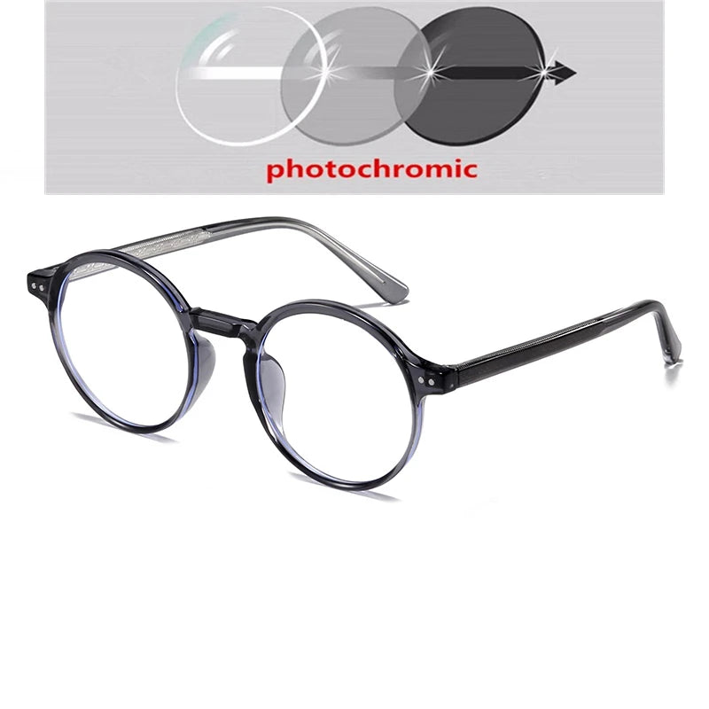 ANTI BLUE LIGHT Round Prescription Glasses For The Nearsighted Fashion TR90 Women Men Myopes Lunettes