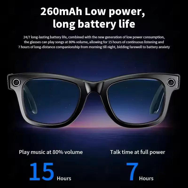 Ai Smart Glasses Unisex smart glasses with Camera Video 8MP Translation Sunglasses Bluetooth Call Music Play Men Women Recording 100+ Languages