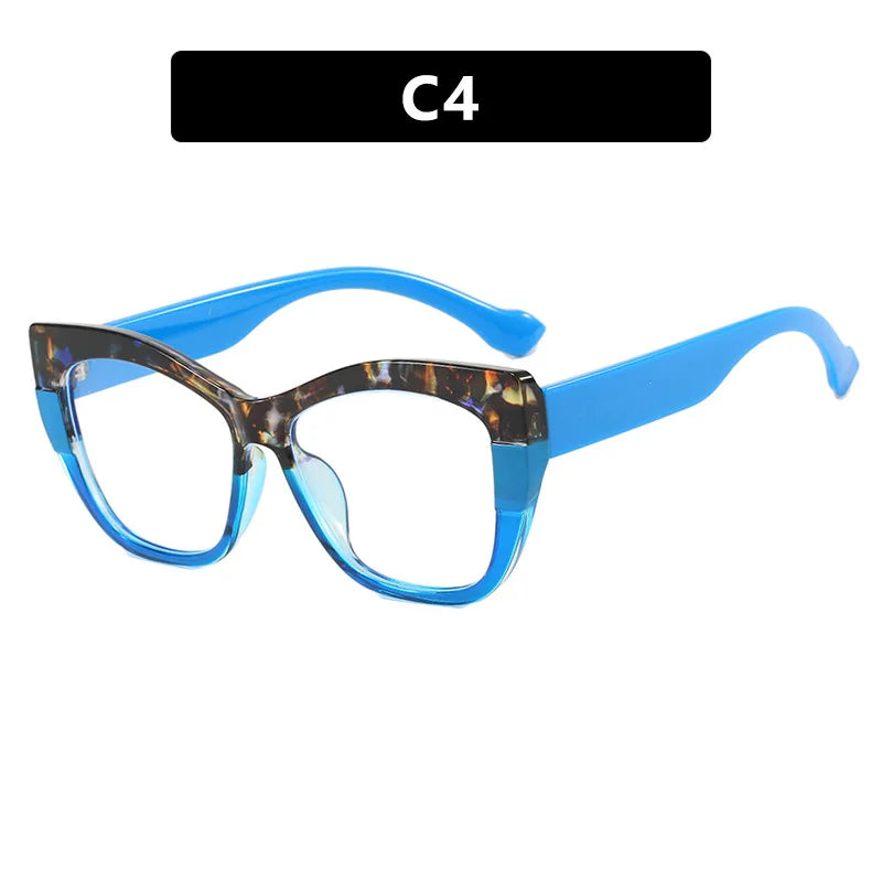 COMPUTER GLASSES / EXECUTIVE New Fashion Double Color Cat Eye Women Glasses Frame Clear Anti Blue Light Optical Leopard Eyewear