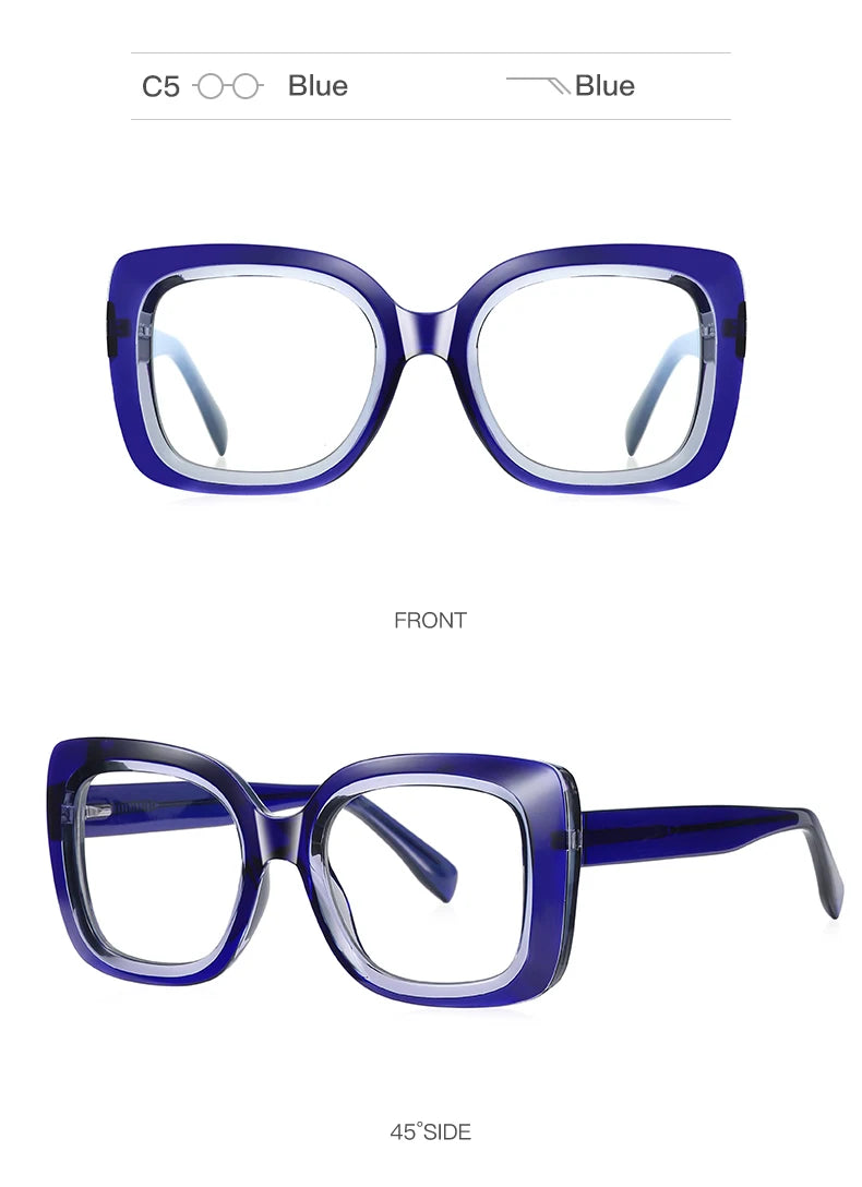 READING GLASSES CLLOIO Trendy Women's Progressive Reading Eyeglasses Simple Square Round Myopia Glasses Anti-Blue Light Prescription Glasses