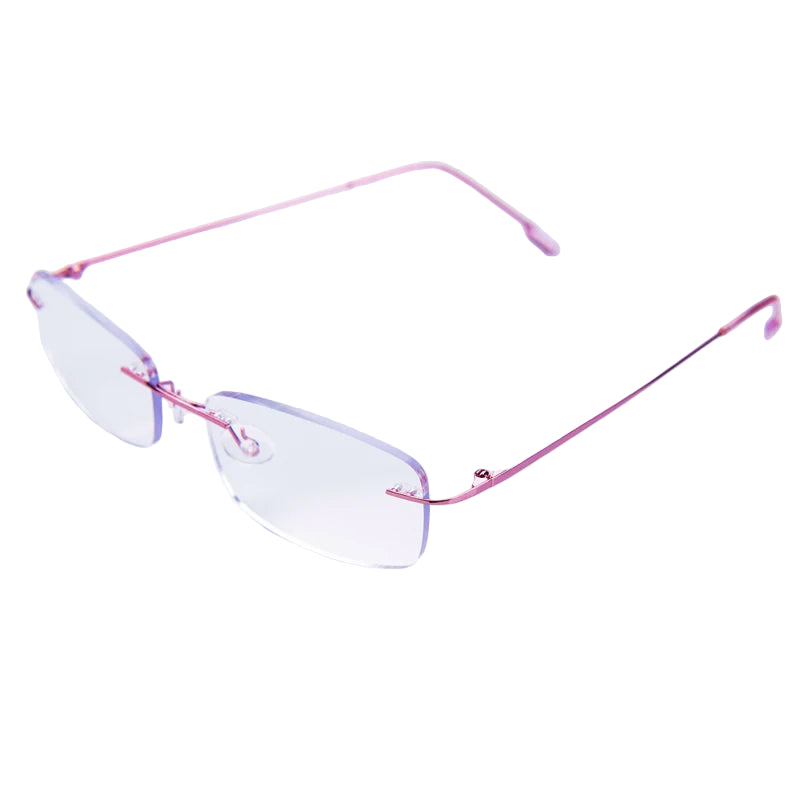 Reading Glasses Rimless Cut Glasses Anti Blue Light Narrow Square Eyeglasses Prescription Frame