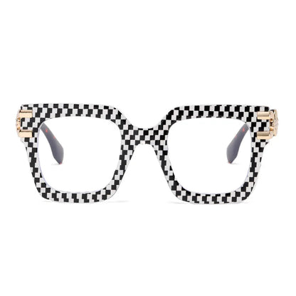 COMPUTER GLASSES / EXECUTIVE Plaid Oversized Square  Women 2025 Design Colorful Big Frame Eyewear Anti Blue Light Pink Stripe