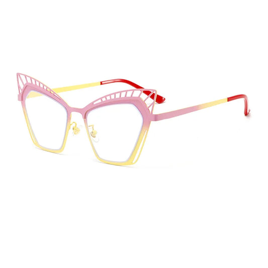 COMPUTER GLASSES / EXECUTIVE Personality Hollowed Cat Eye Anti-blue Glasses 2025 Fashion Metal Decorative Optical Spectacle Eyeglasses Ultra Light Glasses