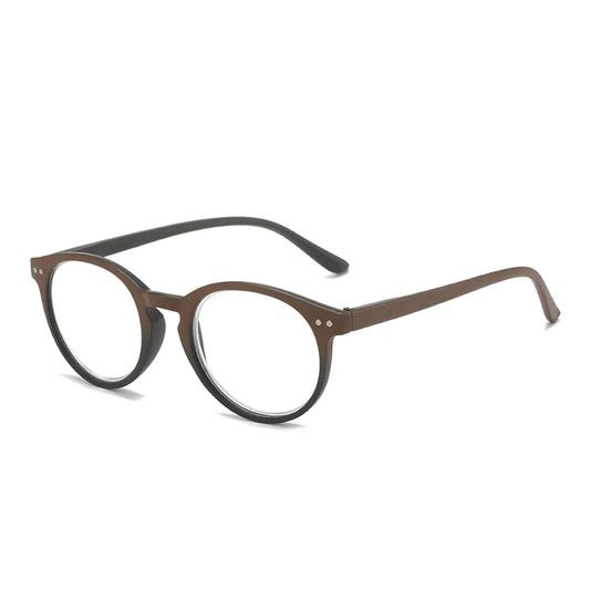 Reading Glasses Unisex Slim Presbyopia Corrective Eyeglasses 1pc PC round Frame Blue Light Blocking for Men and Women
