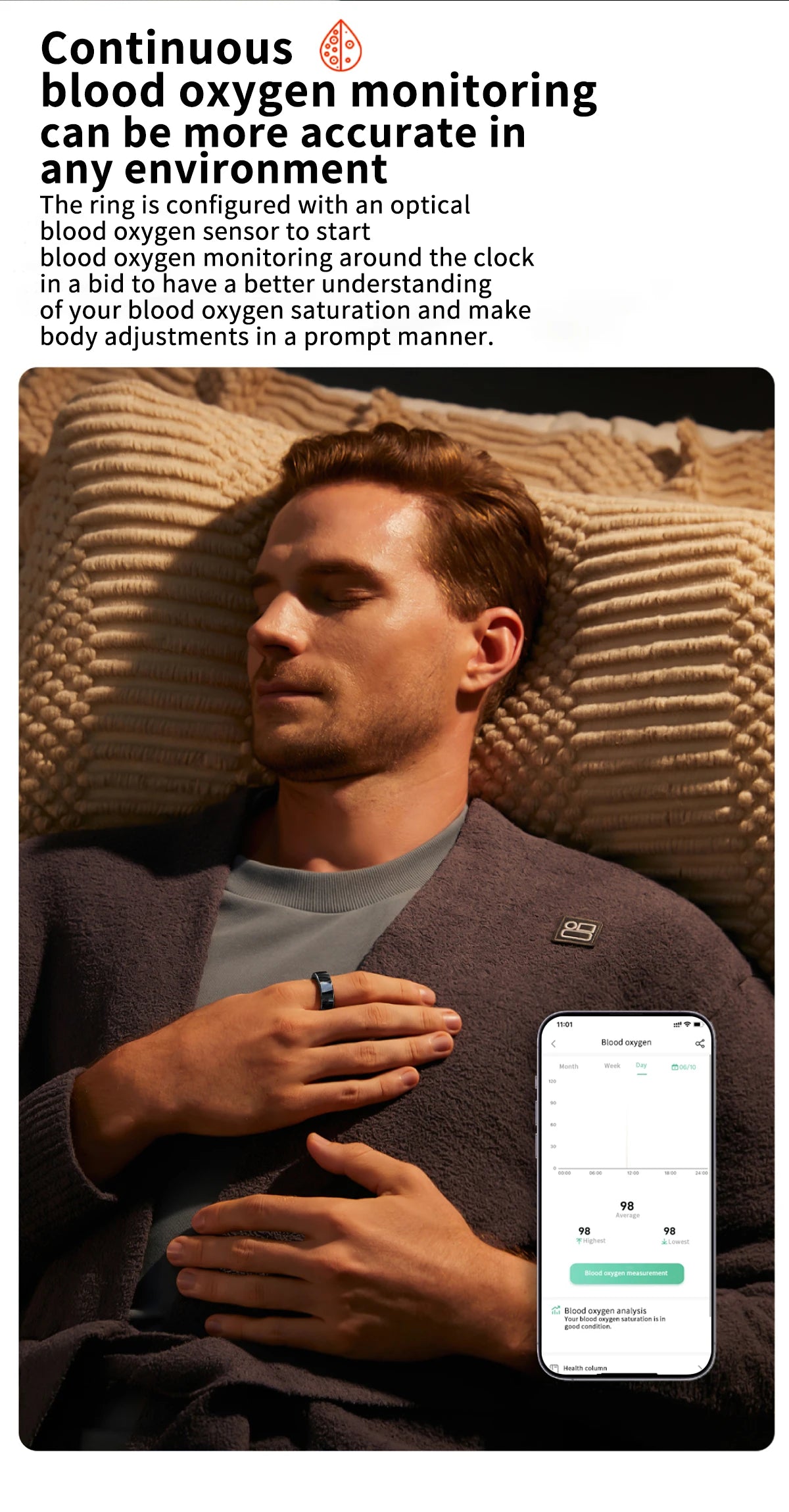 Sports Smart Health Ring  BT 5.2 Heart Rate Blood Pressure Oxygen Monitor Fitness tracker Smart Ring NFC with App