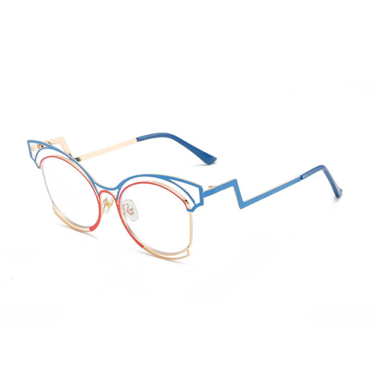 COMPUTER GLASSES / EXECUTIVE Fashion Cat Eye Metal Anti Blue Light Blocking Eyewear Eyeglasses Optical Frame Eye Glasses for Women