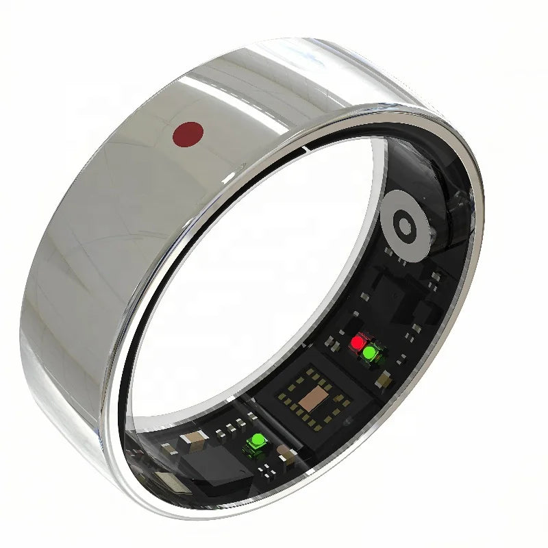 RM1A Smart Health Ring Couples Blood Oxygen & Heart Rate HRV Tracking Android App Controlled Steel Case