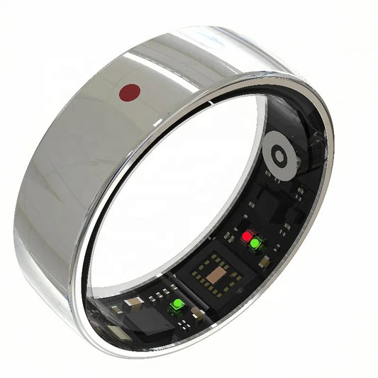 RM1A Smart Health Ring Couples Blood Oxygen & Heart Rate HRV Tracking Android App Controlled Steel Case