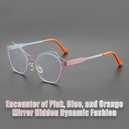 COMPUTER GLASSES / EXECUTIVE Trendy Cat Eye Women Reading Glasses New Design Metal Hollow Big Frame Presbyopia Eyewear Unique Double Color Frame Glasses