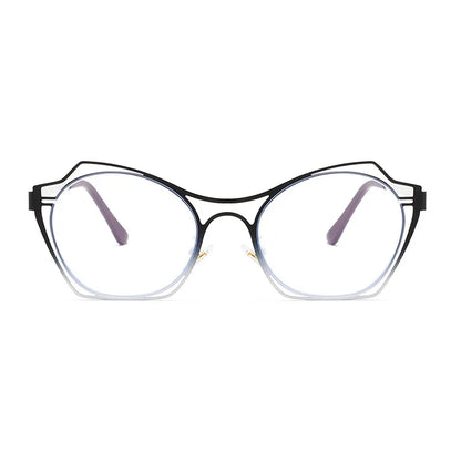 COMPUTER GLASSES / EXECUTIVE Trendy Cat Eye Women Reading Glasses New Design Metal Hollow Big Frame Presbyopia Eyewear Unique Double Color Frame Glasses