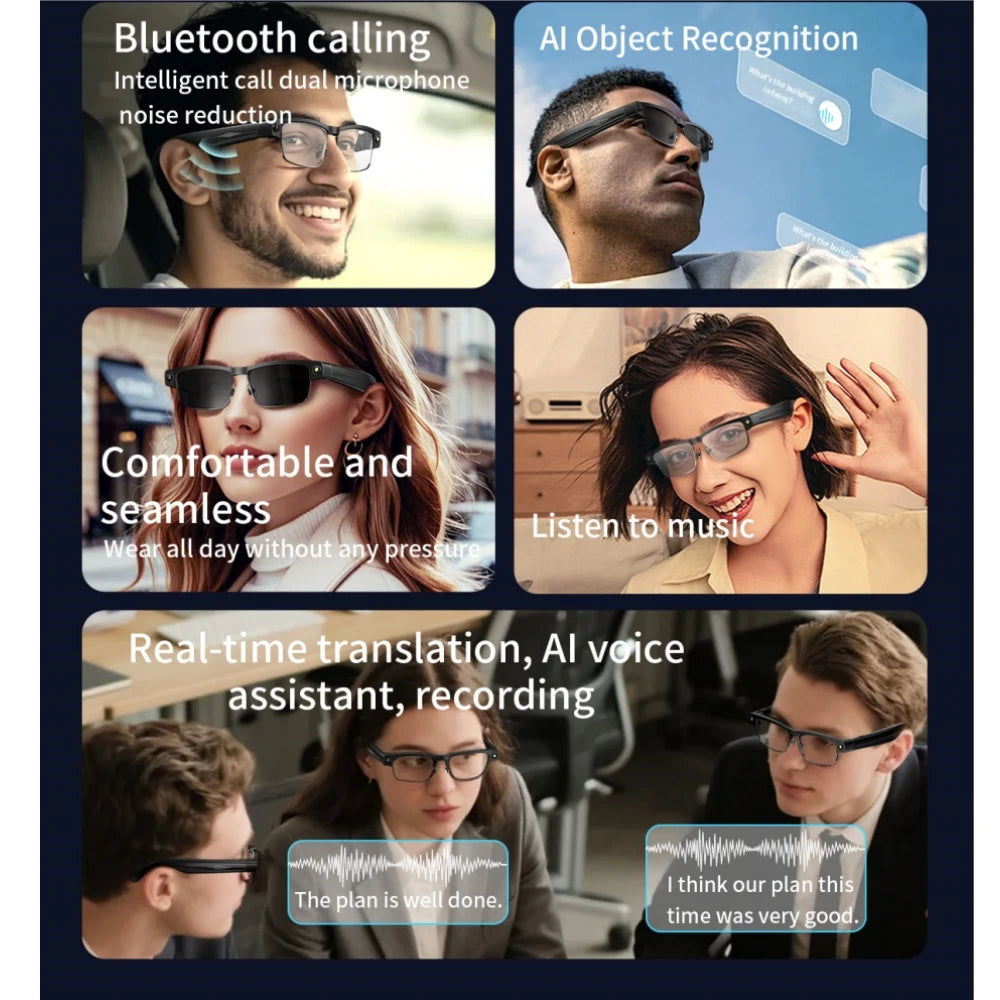 Smart Sunglass with Camera 8MP Pixel 4GB Memory Automatic Color-changing Lenses Wi Fi AI Translate Chat GPT Polaroid Glasses