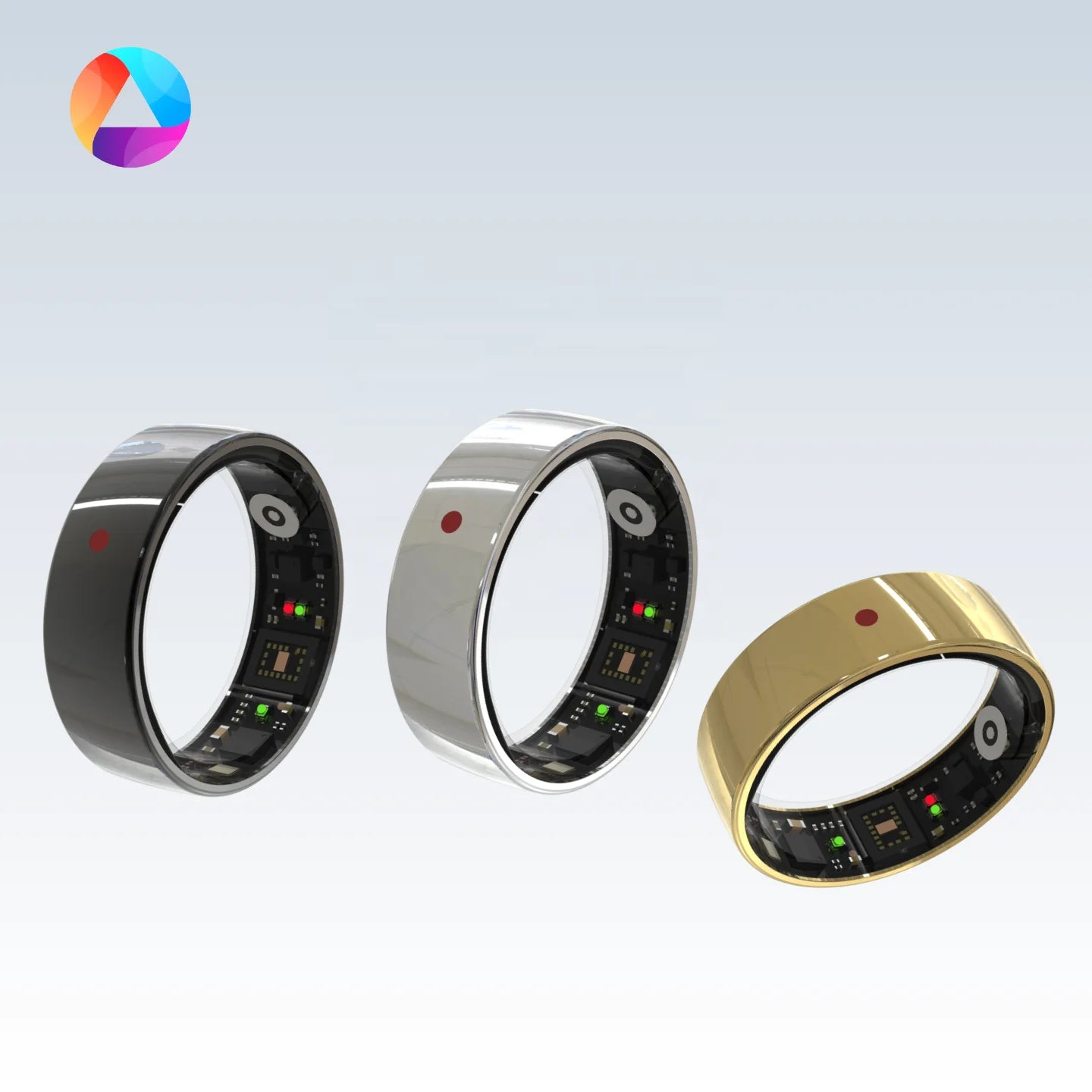 RM1A Smart Health Ring Couples Blood Oxygen & Heart Rate HRV Tracking Android App Controlled Steel Case