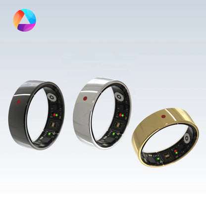 RM1A Smart Health Ring Couples Blood Oxygen & Heart Rate HRV Tracking Android App Controlled Steel Case