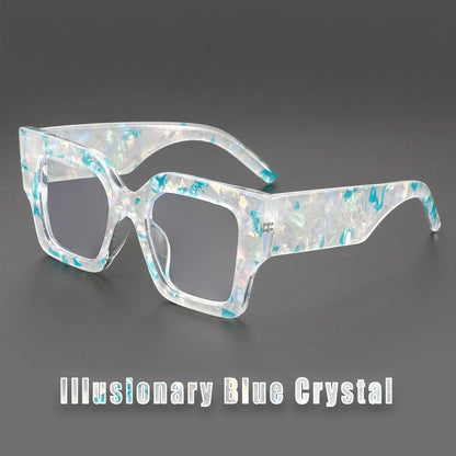 COMPUTER GLASSES / EXECUTIVE Textured Tea Retro Thick Temples Square Big Frame Men Women Trending Styles Optical Fashion Computer Glasses