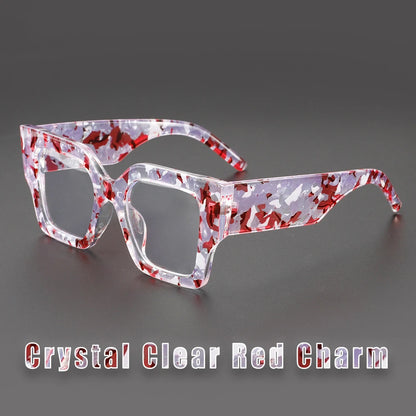 COMPUTER GLASSES / EXECUTIVE Textured Tea Retro Thick Temples Square Big Frame Men Women Trending Styles Optical Fashion Computer Glasses