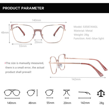 COMPUTER GLASSES / EXECUTIVE Cat Eye Rectangle Anti Blue Light